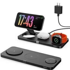 3 in 1 Wireless Charging Stand – V5 Model (Phone / Apple Watch / AirPods) Black